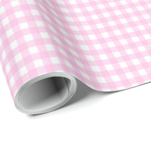 Gingham Kariert Pink White Pattern Geschenkpapier
