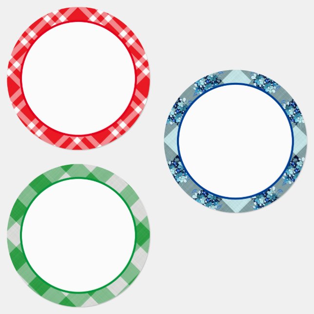 Gingham/Kariertes Muster Wasserdichte Länderkennze Etiketten (Gruppe)