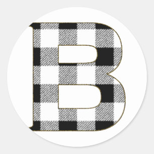 Gingham Karo B Runder Aufkleber