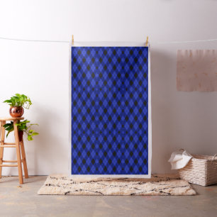 Gingham Karo Blau und Schwarz Musterstoff Stoff
