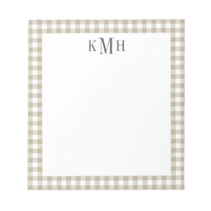 Gingham Karo Border Tan Notepad Notizblock
