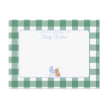 Gingham Karo Dog Boy Baby Dusche Danke