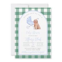 Gingham Karo Dog Boy Baby Shower Einladung