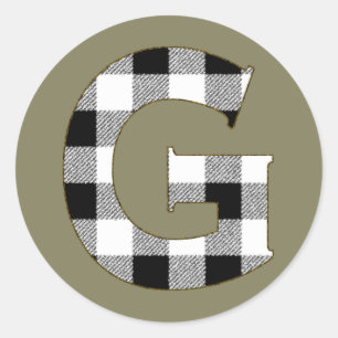 Gingham Karo G Runder Aufkleber