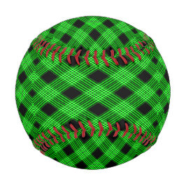 Gingham Karo Green und Black Pattern Baseball