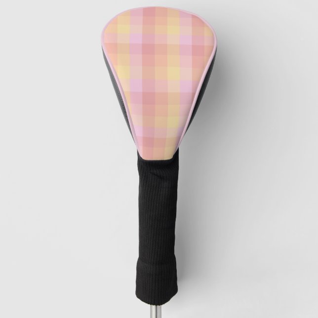 Gingham-Karo in Rosa, Gelb und Rot Cas Golf Headcover (Vorderseite)