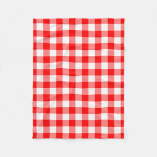 Gingham-Karo in Rot und Weiß Fleecedecke