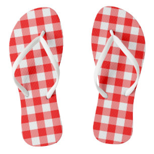 Gingham-Karo in Rot und Weiß Flip Flops