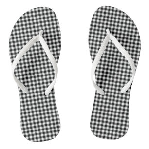 Gingham-Karo in Schwarz und Weiß Flip Flops