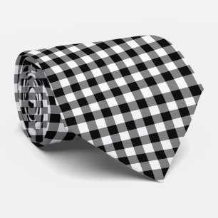 Gingham-Karo in Schwarz und Weiß Krawatte