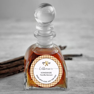 Gingham-Karo-Label für selbstgemachten Vanille-Ext Runder Aufkleber