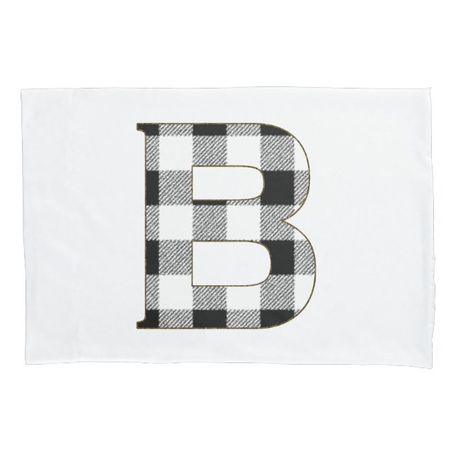 Gingham Karo Letter B Kissenbezug (Vorderseite)