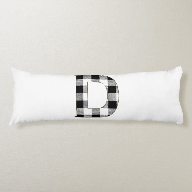Gingham Karo Letter D Seitenschläferkissen (Vorderseite)