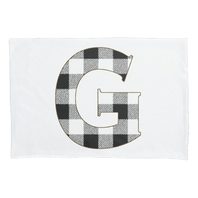 Gingham Karo Letter G Kissenbezug (Vorderseite)