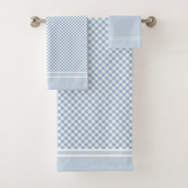 Gingham Karo Light Blue White Country Badhandtuch Set