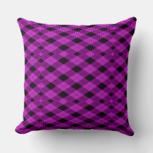 Gingham Karo Lila und Black Throw Kissen