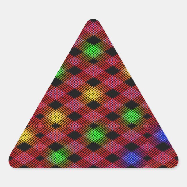 Gingham Karo Multicolored Pattern Dreieckiger Aufkleber (Vorderseite)