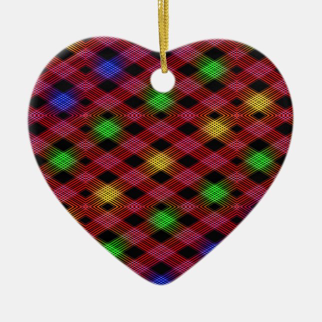 Gingham Karo Multicolored Pattern Keramik Ornament (Vorne)