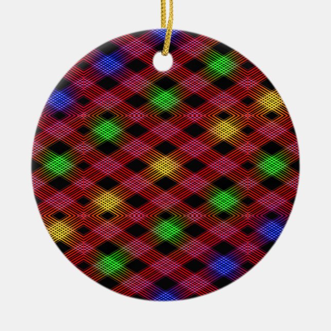 Gingham Karo Multicolored Pattern Keramikornament (Vorne)