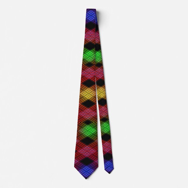 Gingham Karo Multicolored Pattern Krawatte (Vorderseite)