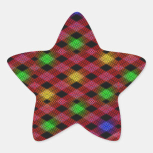 Gingham Karo Multicolored Pattern Stern-Aufkleber