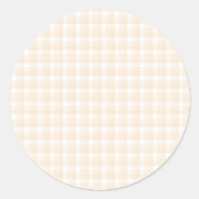 Gingham Karo Muster. Beige und Weiß. Runder Aufkleber (Vorderseite)