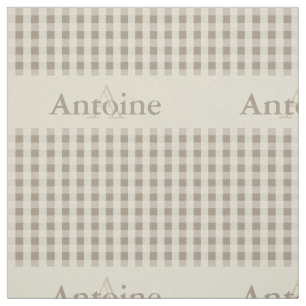 Gingham-Karo-Muster-Monogramm-kakifarbige Stoff