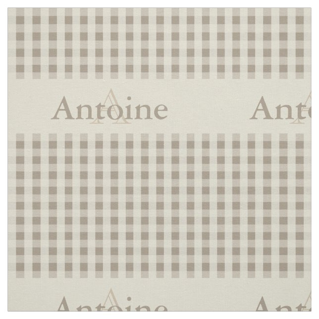 Gingham-Karo-Muster-Monogramm-kakifarbige Stoff (Muster)