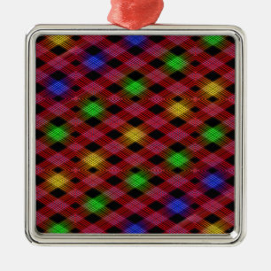 Gingham-Karo-Muster Ornament Aus Metall
