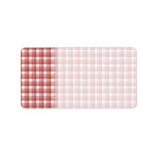 Gingham Karo Muster. Rot und Weiß. Adressaufkleber