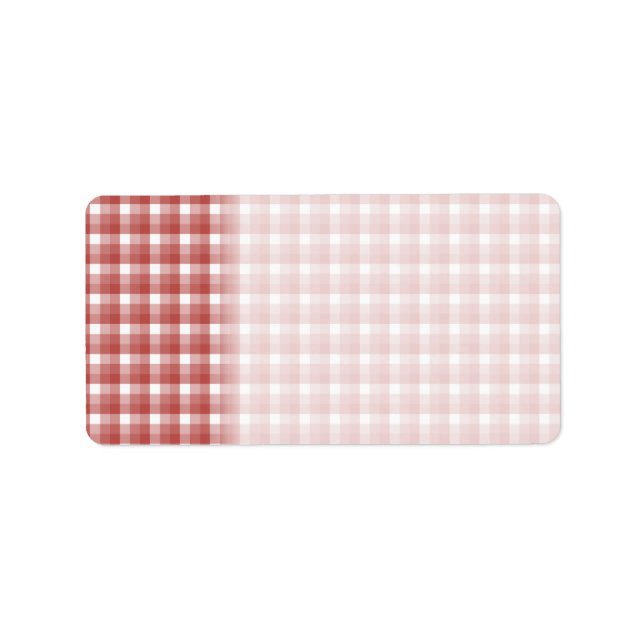 Gingham Karo Muster. Rot und Weiß. Adressaufkleber (Vorne)