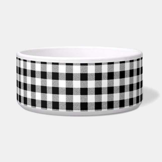 Gingham Karo Muster schwarz-weiß Napf (Vorderseite)