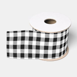 Gingham Karo Muster schwarz-weiß Ripsband