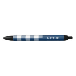 Gingham Karo Navy Blau Benutzername Kugelschreiber