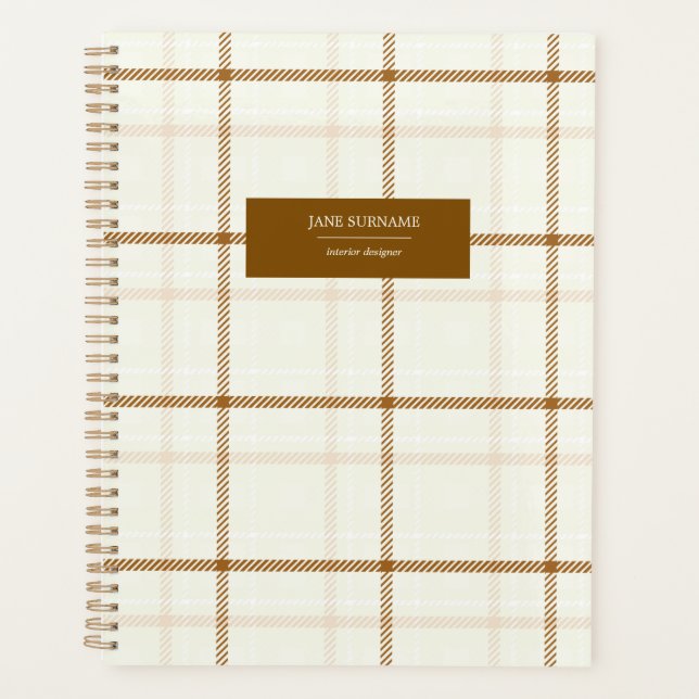Gingham-Karo neutral braun elfenbein pastellfarben Planer (Vorderseite)