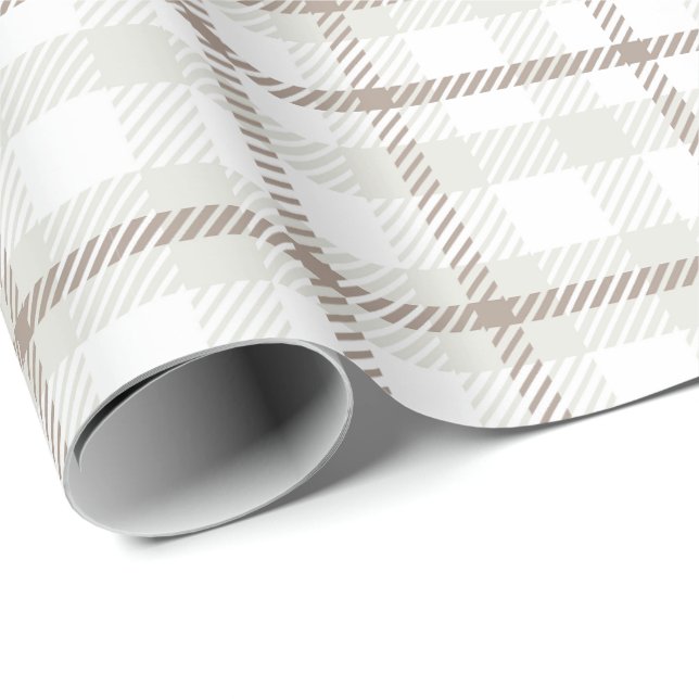 Gingham-Karo neutrales Kaffee-Latte-Streifen  Geschenkpapier (Rolleneckpunkt)