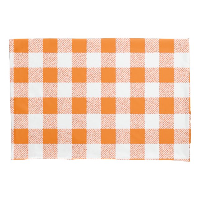 Gingham Karo Orange Kissenbezug (Vorderseite)