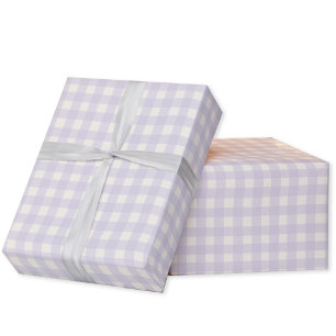 Gingham Karo Pastel Lilac Lila Creme Geschenkpapier