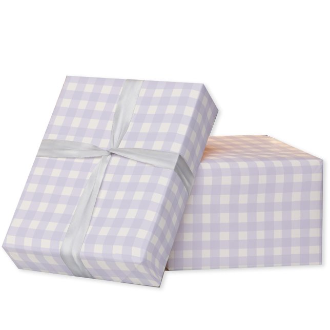 Gingham Karo Pastel Lilac Lila Creme Geschenkpapier (Pastel lilac purple gingham check gift wrapping paper roll)