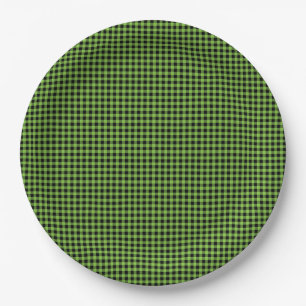 Gingham Karo Pattern Black Green Timeless Fun Pappteller