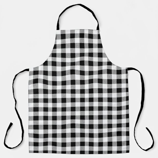Gingham Karo Pattern Black Schürze (Vorderseite)