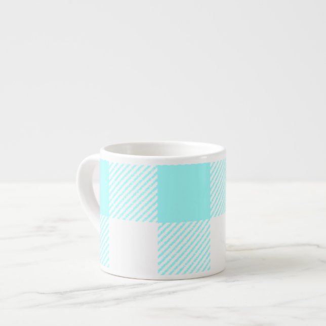 Gingham Karo Pattern (hellblau) Espressotasse (Vorderseite Links)