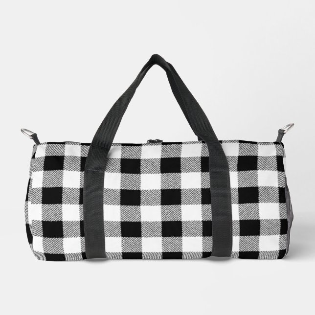 Gingham Karo Pattern (Schwarz) Duffle Bag (Vorderseite)
