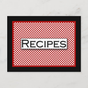 Gingham Karo Red Schwarz-weiß Recipe Karte