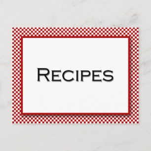 Gingham Karo Red White Rezept Card Postkarte