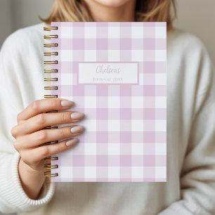 Gingham Karo Rosa Personalisiertes Tagebuch Notizb