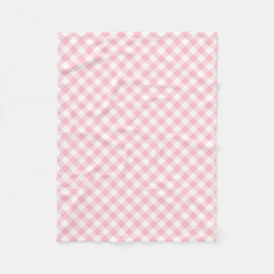 Gingham-Karo, rosa und weiße mittlere Größe Fleecedecke