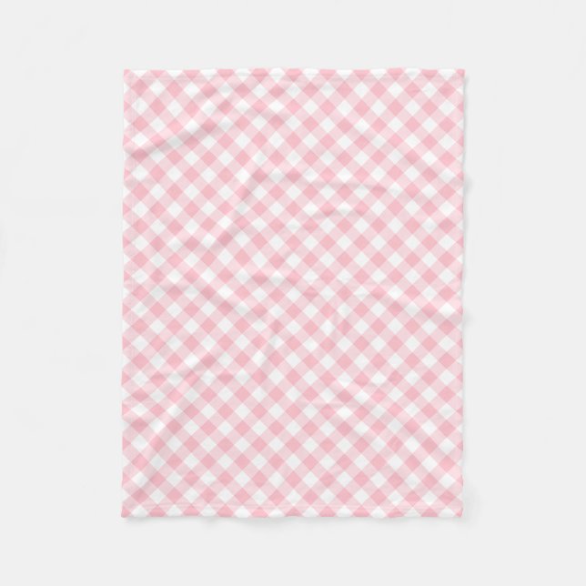 Gingham-Karo, rosa und weiße mittlere Größe Fleecedecke (Vorderseite)