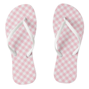 Gingham-Karo, rosa und weiße mittlere Größe Flip Flops