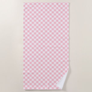 Gingham-Karo, rosa und weiße mittlere Größe Strandtuch